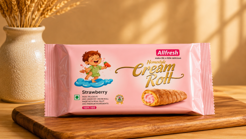 Strawberry Flavour 6pc Cream Roll